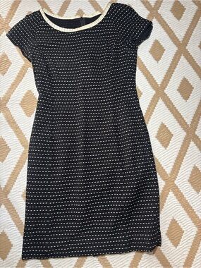 Franco Ferraro Black/White Striped
Round Neck Short Sleeve Lined Sheath 1